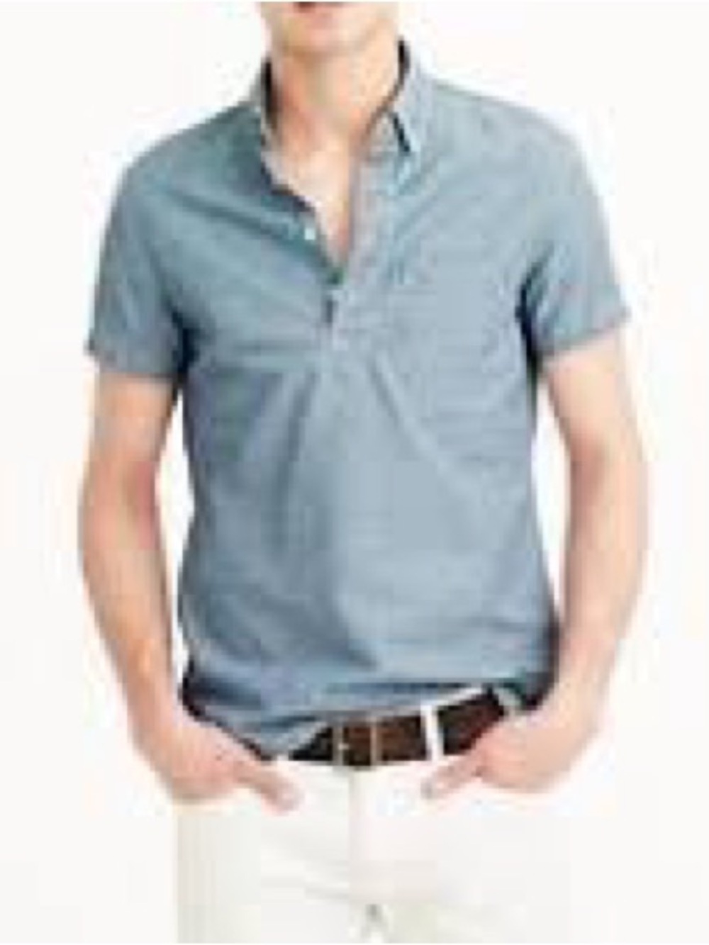 J. Crew Light Blue Short-Sleeve Polo with Chest Pocket